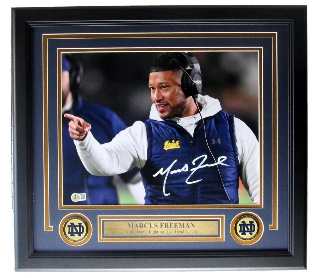 Framed 11x14 Photo Signed by Marcus Freeman Notre Dame Beckett Authenticated (1 of 4)