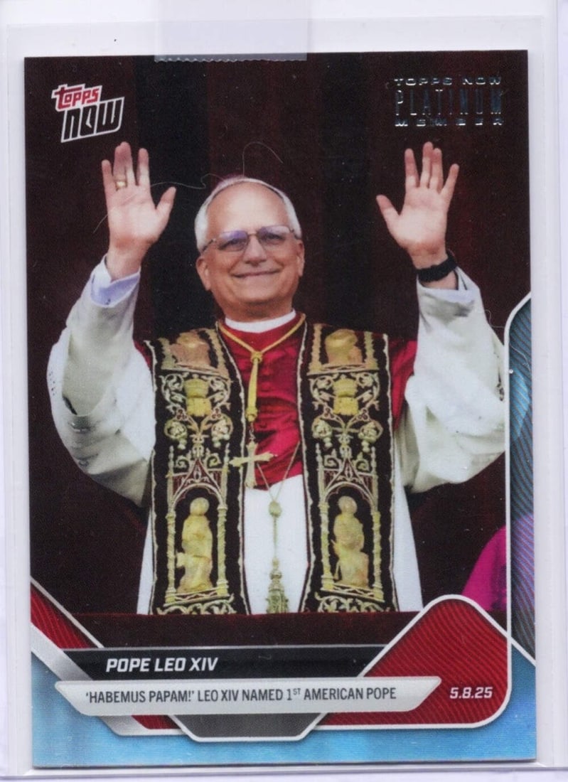 Topps Now 2025 Pope Leo XIV Platinum Member Original Trading Card #PPOPE1: Topps Now 2025 Pope Leo XIV Platinum Member Original Trading Card #PPOPE1 This is an original 2025 Topps Now Pope Leo XIV #PPOPE1 Platinum Member non-sport card. The card is graded and features authen
