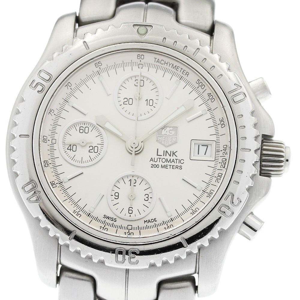 TAG Heuer Link CT2113 Automatic Chronograph Wristwatch: TAG Heuer Link CT2113 Automatic Chronograph Wristwatch This TAG Heuer Link Chronograph men's wristwatch features a stainless steel case and bracelet with a silver dial. The watch is powered by an auto