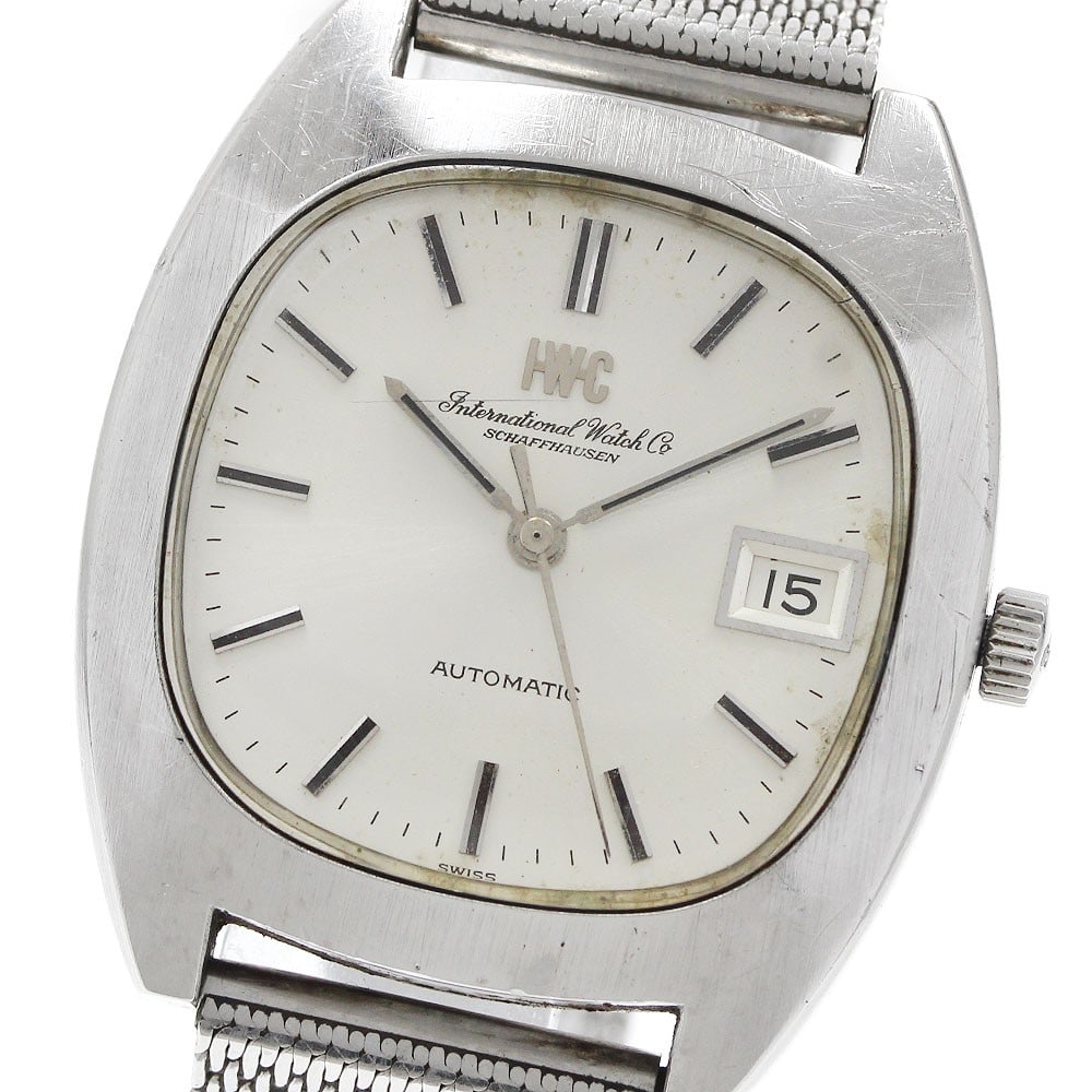 IWC automatic stainless steel date wristwatch 35mm silver dial: IWC automatic stainless steel date wristwatch 35mm silver dial This IWC Schaffhausen Date Cal.8541 men's wristwatch features a stainless steel case and bracelet with a silver dial. The watch is powere