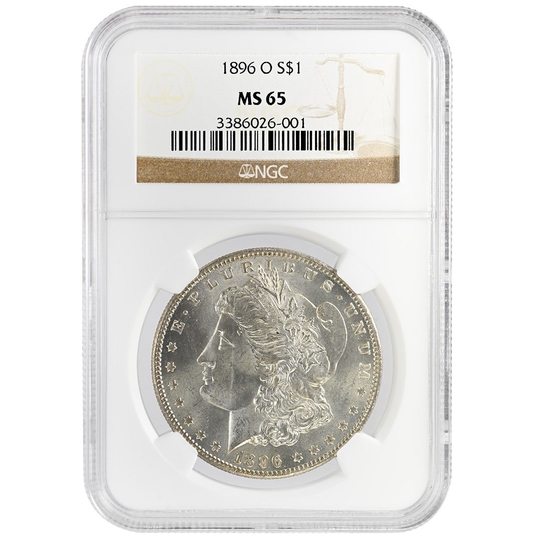 NGC MS65 1896-O Morgan Silver Dollar: NGC MS65 1896-O Morgan Silver Dollar This 1896-O Morgan Dollar is a rare uncirculated silver coin from the United States, minted in New Orleans. Certified and graded MS65 by NGC, it offers collectors 