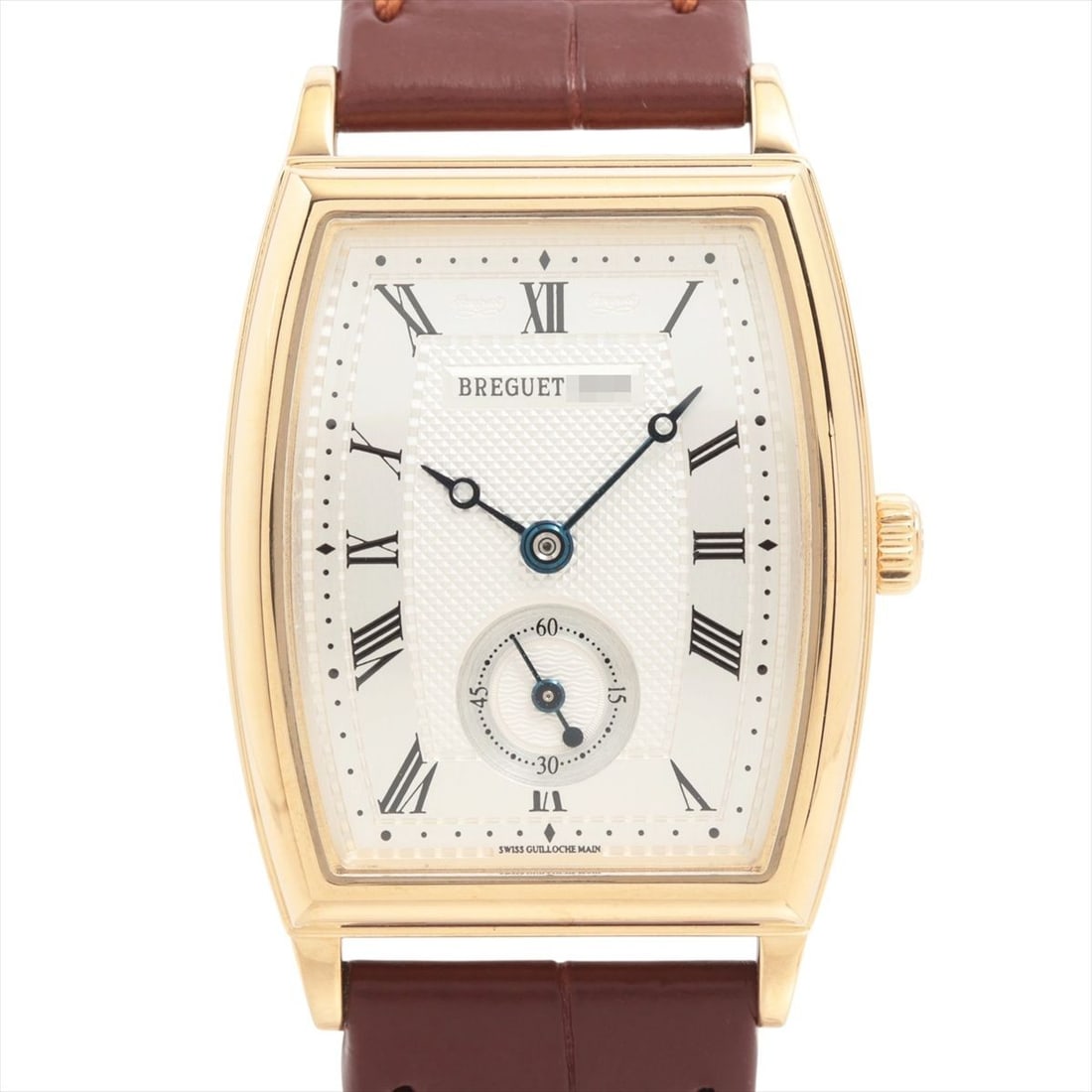 Breguet Tonneau Cambrai Yellow Gold Automatic Wristwatch: Breguet Tonneau Cambrai Yellow Gold Automatic Wristwatch This Breguet Tonneau-Cambre 8670BA/12/964 is a unisex wristwatch featuring a yellow gold case paired with a leather strap. The watch is powered