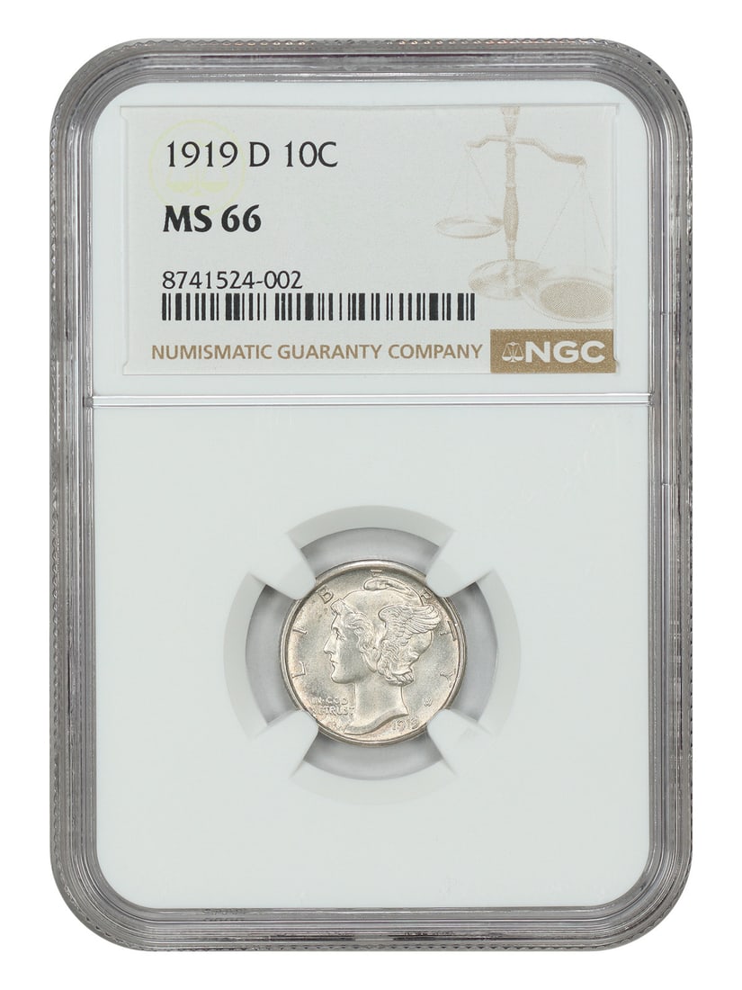 NGC MS66 1919-D Mercury Dime 10C (1 of 4)