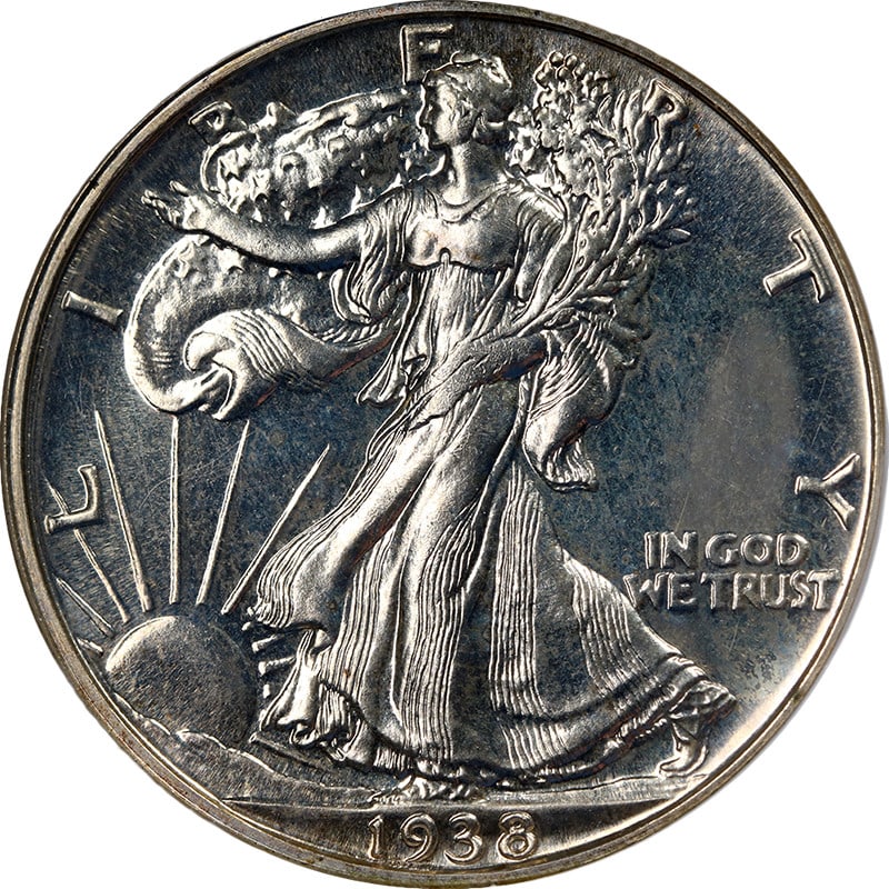 1938 Silver Walking Liberty Half Dollar NGC PF66 Proof Coin: 1938 Silver Walking Liberty Half Dollar NGC PF66 Proof Coin This 1938 Walking Liberty Half Dollar is a proof coin graded PF66 by NGC. It features superb eye appeal, strong strike, and fantastic luster