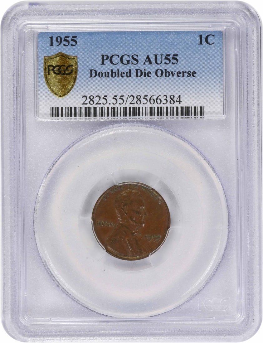 AU55 PCGS Graded 1955 Lincoln Wheat Cent Doubled Die Obverse (1 of 4)