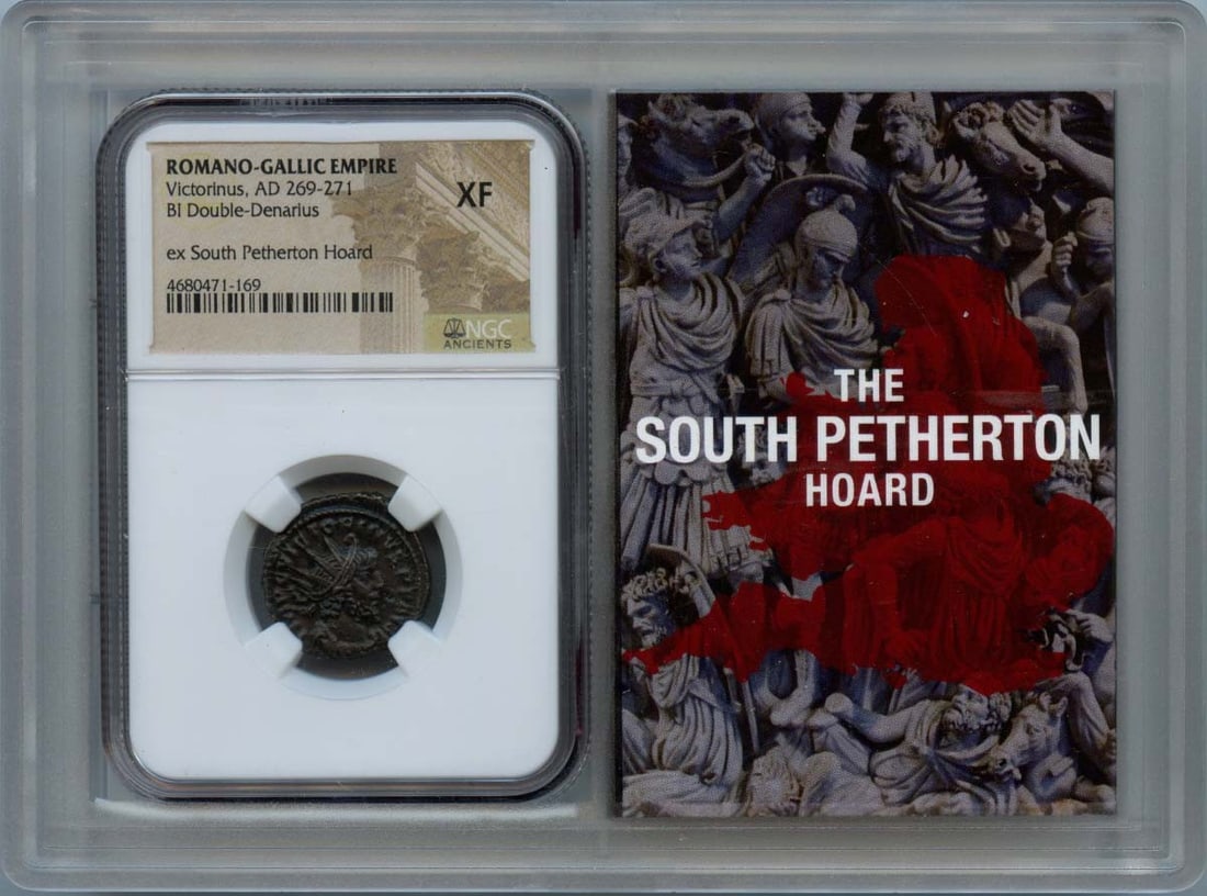Victorinus AD 269-271 Romano-Gallic Double-Denarius NGC XF40 Coin: Victorinus AD 269-271 Romano-Gallic Double-Denarius NGC XF40 Coin This Roman coin features a Double-Denarius from the reign of Victorinus, dated AD 269-271. It is certified by NGC with a grade of XF40