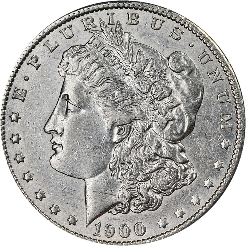 1900 O Over CC Morgan Silver Dollar AU to BU Silver Coin: 1900 O Over CC Morgan Silver Dollar AU to BU Silver Coin This 1900-O/CC Morgan Silver Dollar features attractive eye appeal with a bright white finish and strong O/CC mint mark. The coin has nice colo