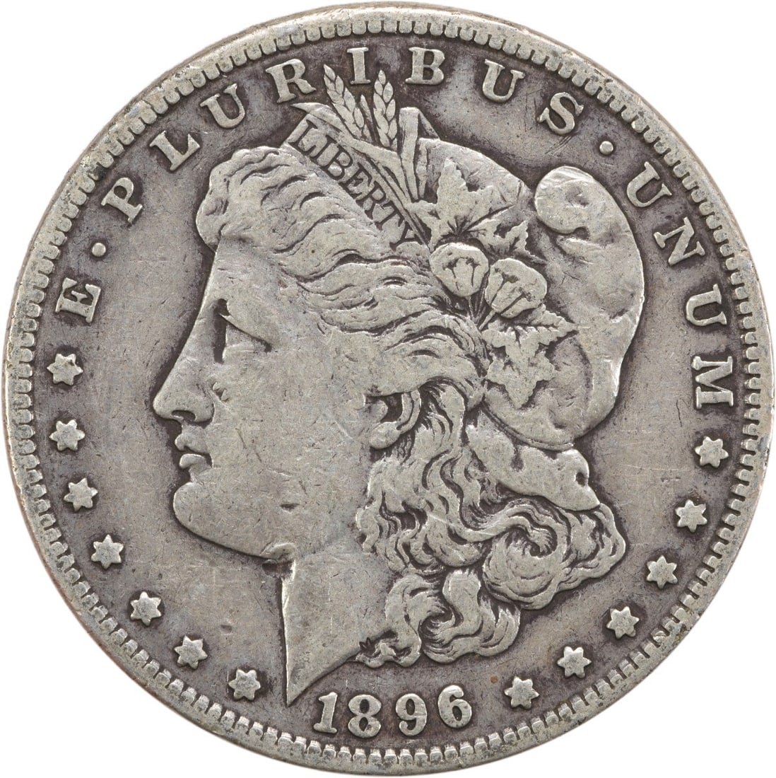 San Francisco Mint 1896 Morgan Dollar 90 Percent Silver VF Uncertified: San Francisco Mint 1896 Morgan Dollar 90 Percent Silver VF Uncertified This 1896-S Morgan Silver Dollar is a circulated coin graded Very Fine (VF) and features a composition of 90% silver and 10% copp