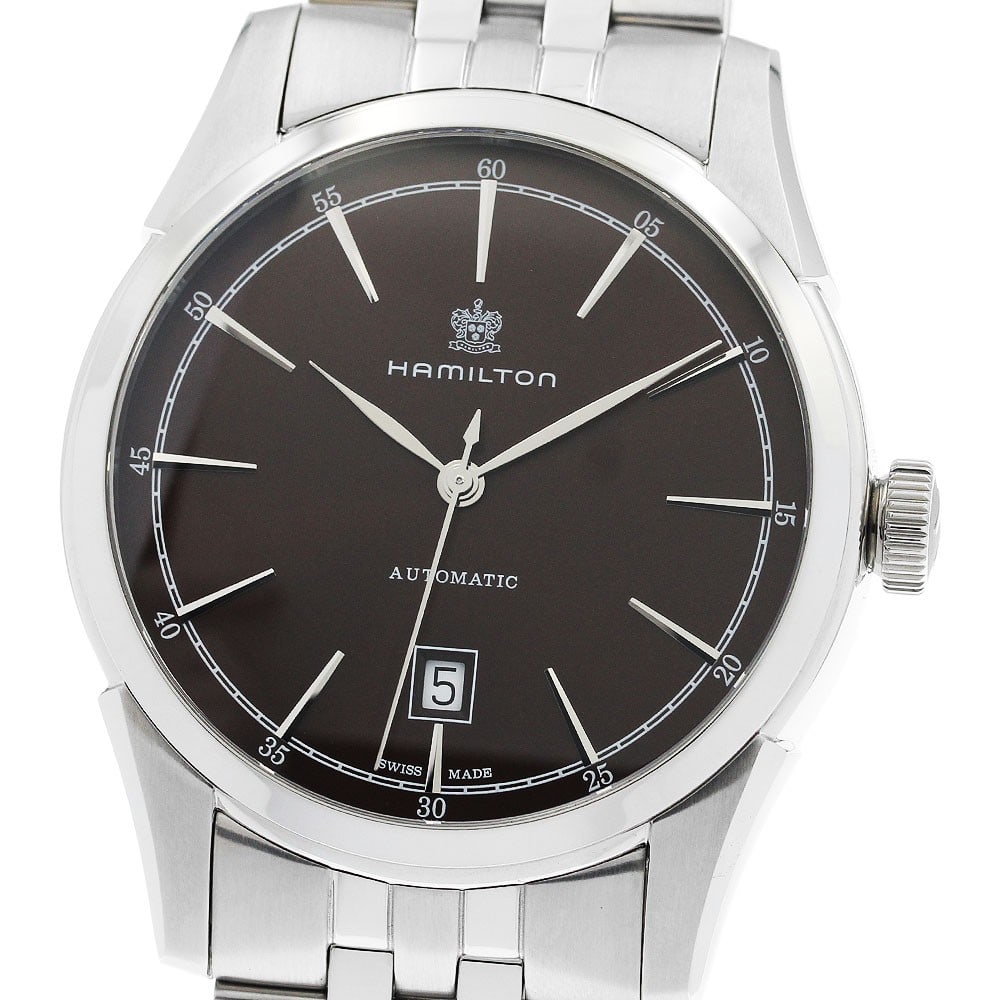 Hamilton Jazzmaster Split of Liberty automatic men's wristwatch H424151: Hamilton Jazzmaster Split of Liberty automatic men's wristwatch H424151 This Hamilton Jazzmaster Split of Liberty men's wristwatch features a stainless steel case and band with a brown dial. The autom