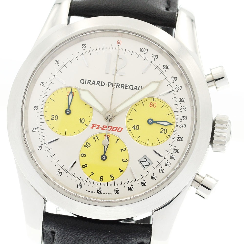 Girard Perregaux Chrono Sport 2000 Automatic Chronograph 4956 Men's Watch: Girard Perregaux Chrono Sport 2000 Automatic Chronograph 4956 Men's Watch This Girard Perregaux Chrono Sport 2000 men's wristwatch features a stainless steel case paired with an unused aftermarket lea