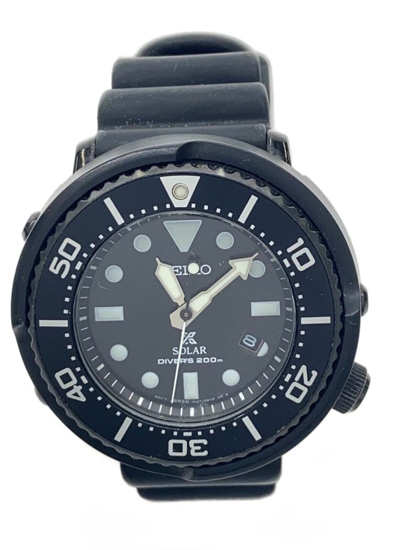 Seiko Prospex Black Rubber Men's Wristwatch V147-0BG0: Seiko Prospex Black Rubber Men's Wristwatch V147-0BG0 This SEIKO PROSPEX LOWERCASE V147-0BG0 men's wristwatch features a black case and a rubber band. Made in Japan, it is designed for men and is in s