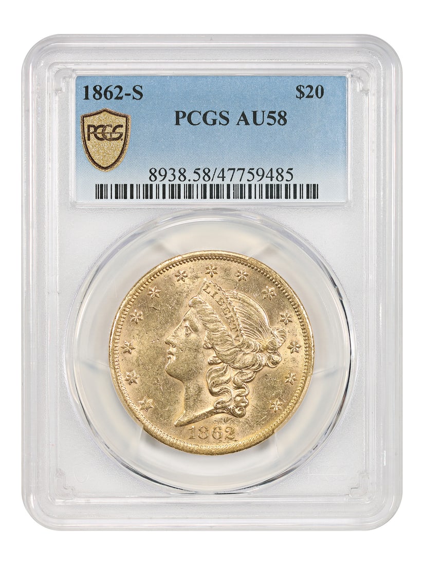 1862 San Francisco Liberty Head $20 Gold Coin PCGS AU58 Civil War Era (1 of 4)