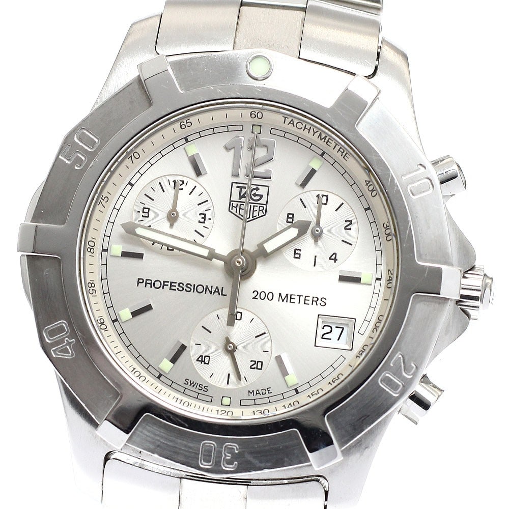 TAG Heuer Exclusive Quartz Chronograph Date Men's Steel Watch CN1111: TAG Heuer Exclusive Quartz Chronograph Date Men's Steel Watch CN1111 This TAG HEUER CN1111 Exclusive is a men's quartz chronograph wristwatch featuring a stainless steel case and bracelet with a silve