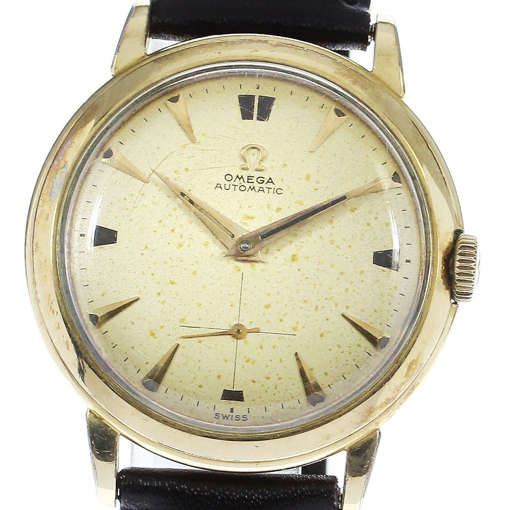 Omega Caliber 344 Automatic Small Second Men's Wristwatch: Omega Caliber 344 Automatic Small Second Men's Wristwatch This vintage OMEGA Half Rotor Cal. 344 men's wristwatch features a stainless steel and gold-plated case paired with a leather bracelet. The wa