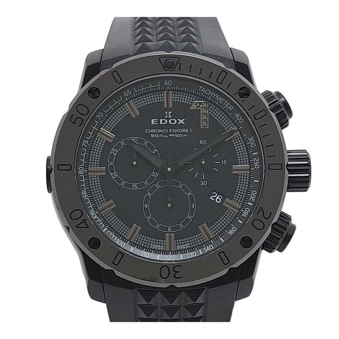 Edox Chrono Offshore 1 Limited Quartz Black Dial Watch 10221-37N3-N1GD3: Edox Chrono Offshore 1 Limited Quartz Black Dial Watch 10221-37N3-N1GD3 This Edox Chrono Offshore 1 Chronograph wristwatch is a limited edition model, with only 200 pieces released in Japan. Designed 
