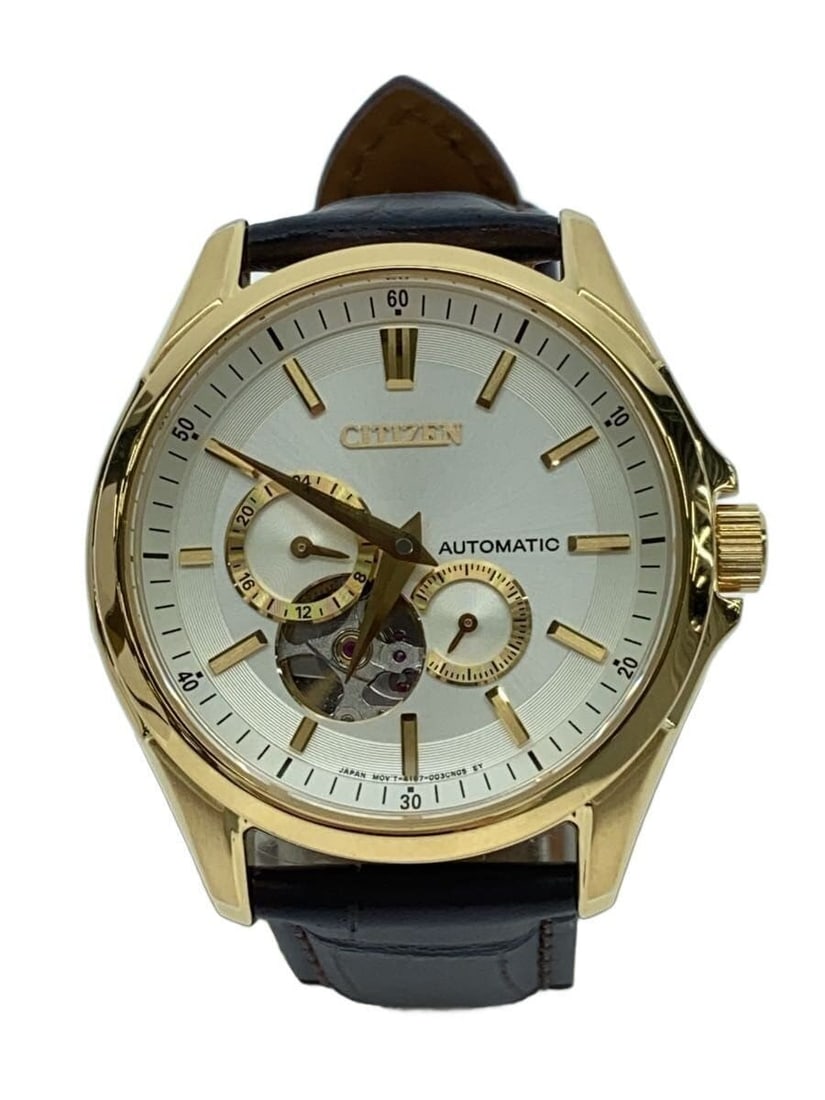 Citizen Open Heart Automatic Men's Leather Wristwatch: Citizen Open Heart Automatic Men's Leather Wristwatch This CITIZEN 4197-003CR06 Automatic Open Heart men's wristwatch features a silver-tone case paired with a leather strap. The watch is crafted in J