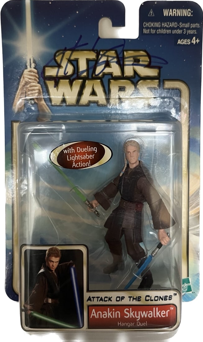 Hayden Christensen Signed Anakin Skywalker Action Figure Beckett Authenticated 2002-04: Hayden Christensen Signed Anakin Skywalker Action Figure Beckett Authenticated 2002-04 This original action figure from the 2002-04 Star Wars Saga Collection features Anakin Skywalker, portrayed by Ha