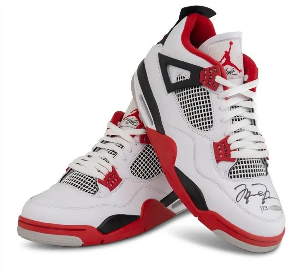 Michael Jordan Autographed Nike Air Jordan 4 Fire Red Limited Edition 23: Michael Jordan Autographed Nike Air Jordan 4 Fire Red Limited Edition 23 Own a piece of basketball history with these Michael Jordan autographed Nike Air Jordan Retro Fire Red shoes, limited to just 2