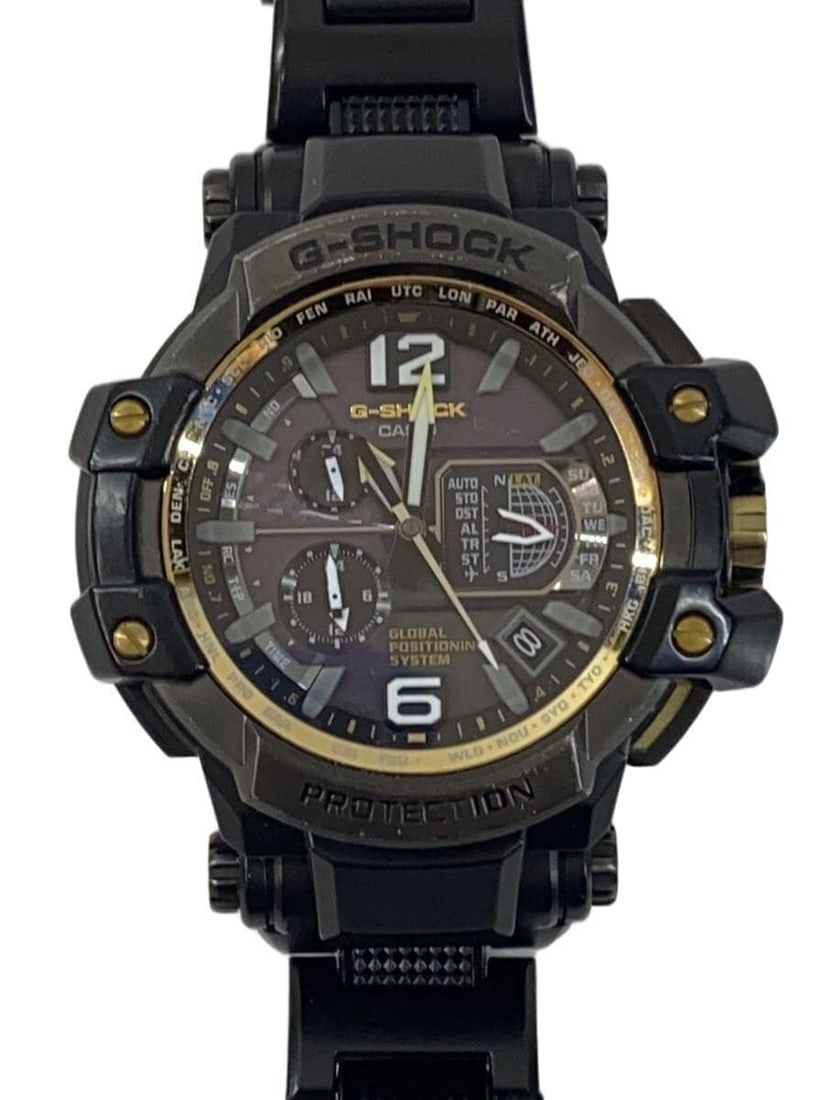 Casio G Shock GPW 1000 Black Men's Wristwatch: Casio G Shock GPW 1000 Black Men's Wristwatch This is a pre-owned CASIO G-SHOCK GPW-1000 men's wristwatch featuring a black case and band. Manufactured in Japan, this model shows slight signs of use a