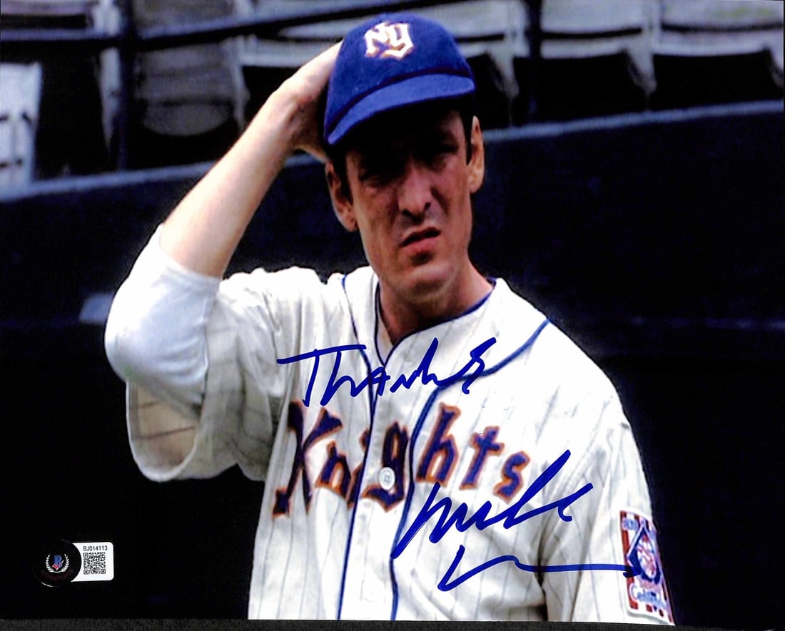 Michael Madsen Signed 8x10 Photo Bump Bailey The Natural Beckett Certified: Michael Madsen Signed 8x10 Photo Bump Bailey The Natural Beckett Certified This stunning 8x10 photo features Michael Madsen as Bump Bailey in the classic film "The Natural." The photo is boldly signed