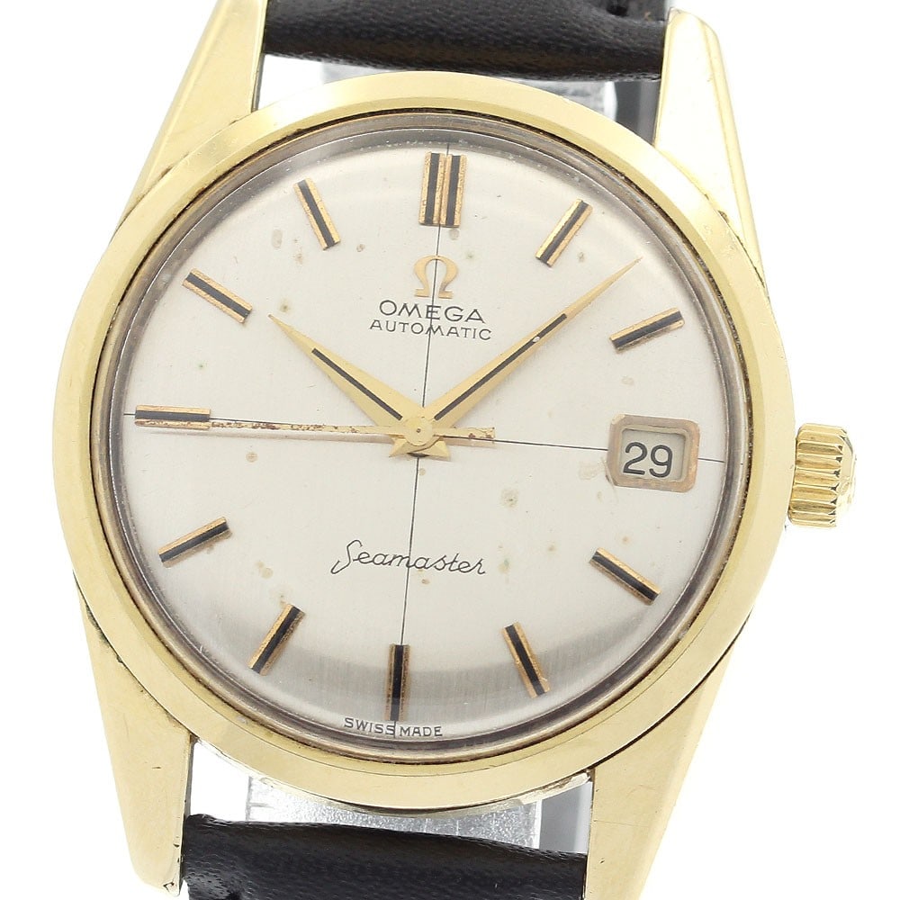 Omega Seamaster Date Automatic Men's Wristwatch Ref 14700.61.SC: Omega Seamaster Date Automatic Men's Wristwatch Ref 14700.61.SC This OMEGA Seamaster Date Crossline men's wristwatch features a stainless steel and gold-plated case paired with a leather band. The wat