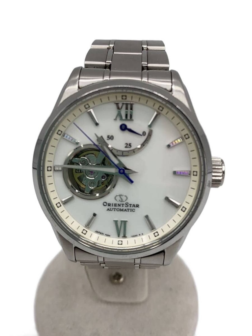 Orient Star Stainless Steel White Dial Men's Wristwatch F6R4-UAA0: Orient Star Stainless Steel White Dial Men's Wristwatch F6R4-UAA0 This ORIENT STAR F6R4-UAA0 men's wristwatch features a stainless steel case and band with a white dial. Made in Japan, the watch is de