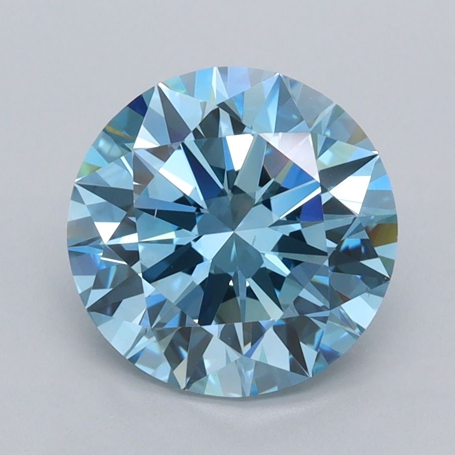 Ideal Loose Diamond - ROUND 2.5ct Fancy Vivid Blue VS1: Ideal Loose Diamond - ROUND 2.5ct Fancy Vivid Blue VS1 Source: This is a real non-mined Diamond that has been grown in a lab Shape: ROUND Carats: 2.5 Color: Fancy Vivid Blue Certification: IGI Video: