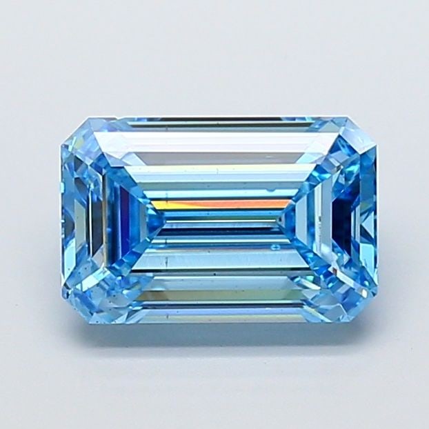 Loose Diamond - EMERALD 5.01ct Fancy Vivid Blue VS2: Loose Diamond - EMERALD 5.01ct Fancy Vivid Blue VS2 Source: This is a real non-mined Diamond that has been grown in a lab Shape: EMERALD Carats: 5.01 Color: Fancy Vivid Blue Certification: IGI Video: