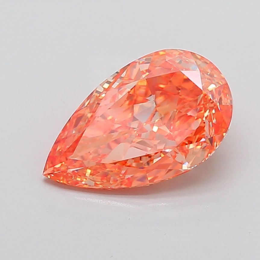 Loose Diamond - PEAR 6.0ct Fancy Vivid Pink Orange VS1: Loose Diamond - PEAR 6.0ct Fancy Vivid Pink Orange VS1 Source: This is a real non-mined Diamond that has been grown in a lab Shape: PEAR Carats: 6.0 Color: Fancy Vivid Pink Orange Certification: IGI V