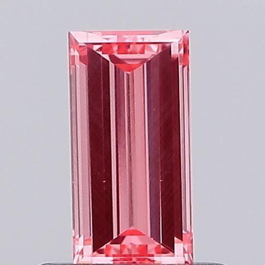 Loose Diamond - BAGUETTE 0.46ct Fancy Vivid Pink VS2: Loose Diamond - BAGUETTE 0.46ct Fancy Vivid Pink VS2 Source: This is a real non-mined Diamond that has been grown in a lab Shape: BAGUETTE Carats: 0.46 Color: Fancy Vivid Pink Certification: NONE Vide