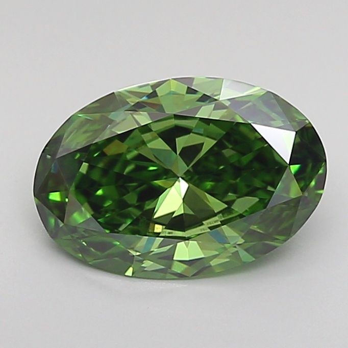 Loose Diamond - OVAL 1.4ct Fancy Vivid Green VS1: Loose Diamond - OVAL 1.4ct Fancy Vivid Green VS1 Source: This is a real non-mined Diamond that has been grown in a lab Shape: OVAL Carats: 1.4 Color: Fancy Vivid Green Certification: IGI Video: