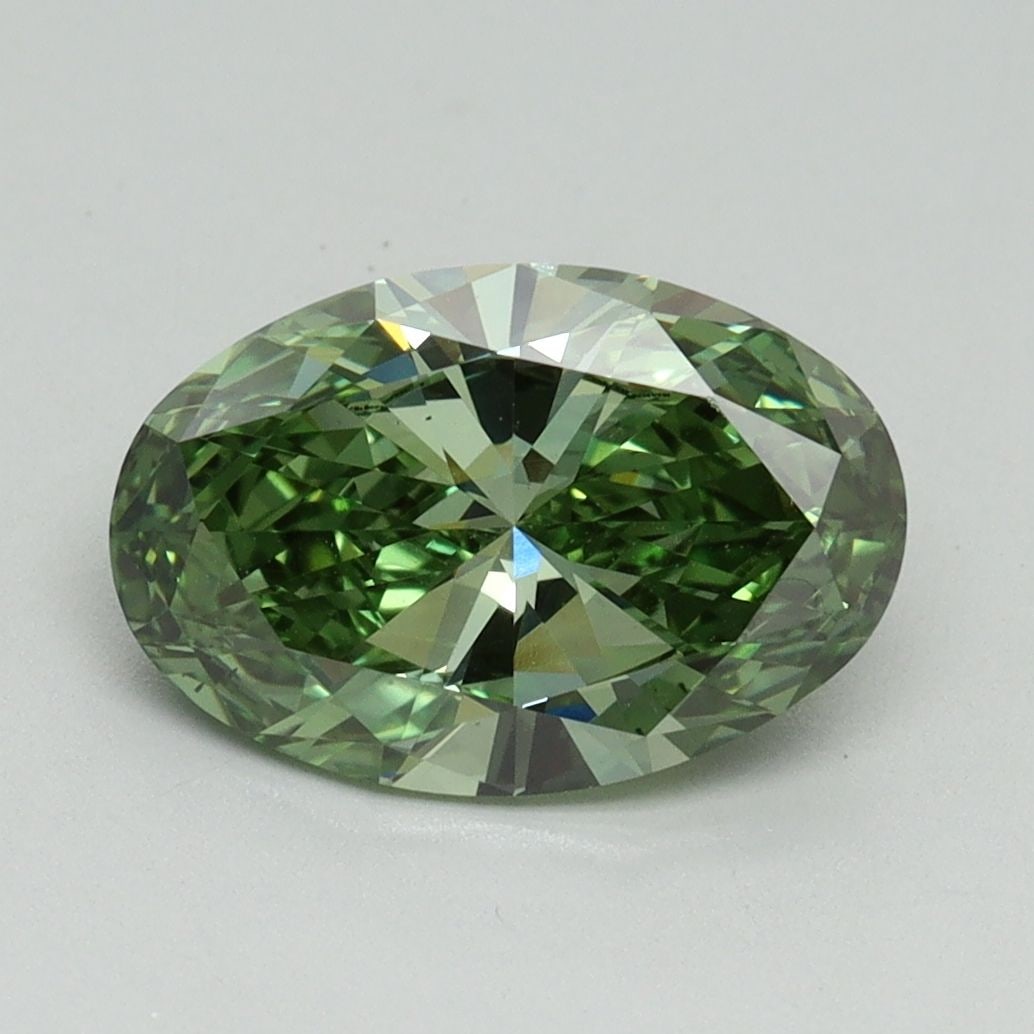 Loose Diamond - OVAL 2.0ct Fancy Vivid Green VS1: Loose Diamond - OVAL 2.0ct Fancy Vivid Green VS1 Source: This is a real non-mined Diamond that has been grown in a lab Shape: OVAL Carats: 2.0 Color: Fancy Vivid Green Certification: IGI Video: