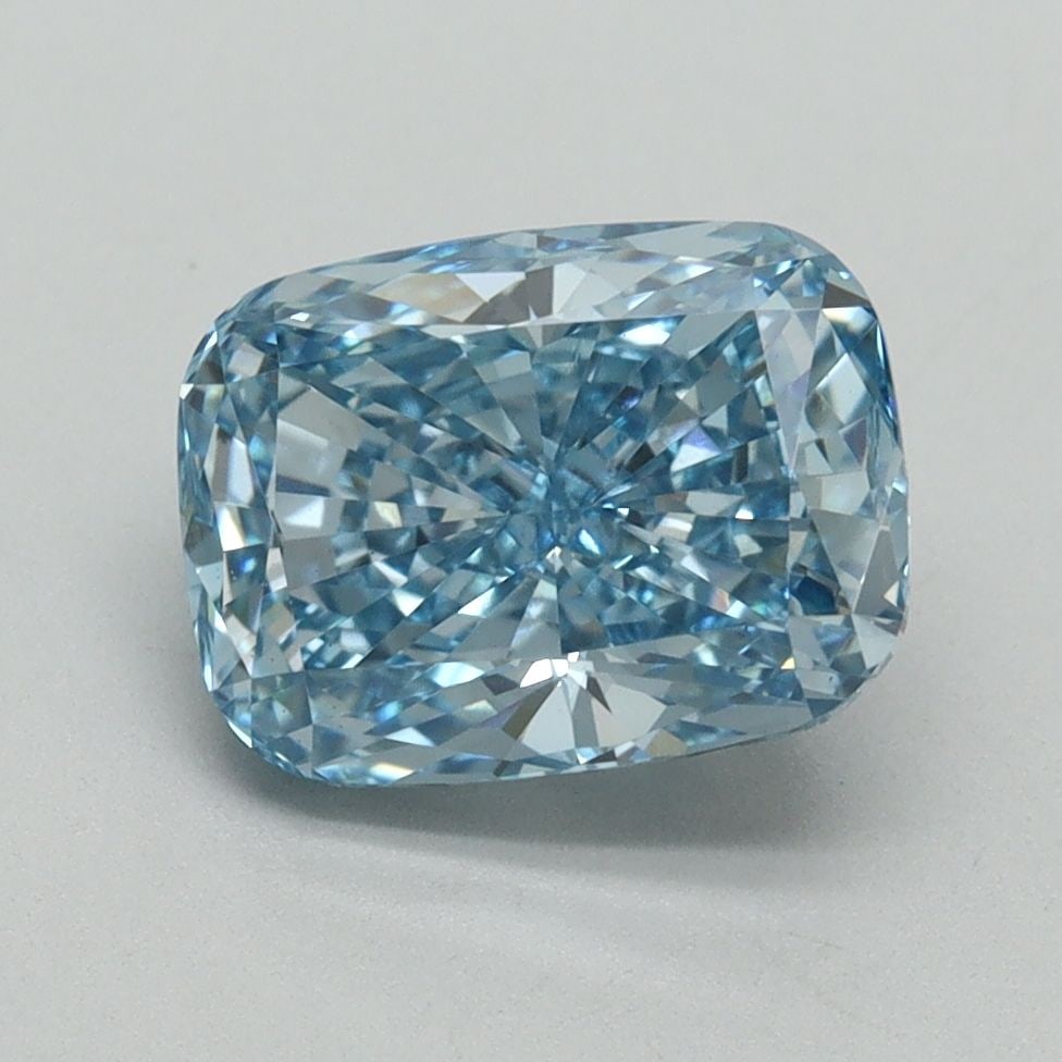 Loose Diamond - CUSHION BRILLIANT 2.18ct Fancy Vivid Blue VS2: Loose Diamond - CUSHION BRILLIANT 2.18ct Fancy Vivid Blue VS2 Source: This is a real non-mined Diamond that has been grown in a lab Shape: CUSHION BRILLIANT Carats: 2.18 Color: Fancy Vivid Blue Certif