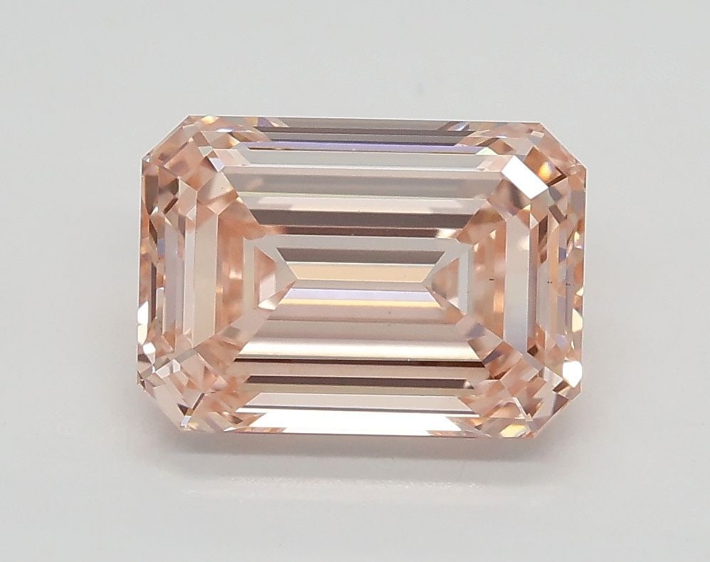 Loose Diamond - EMERALD 2.01ct Fancy Intense Orangey Pink VS1: Loose Diamond - EMERALD 2.01ct Fancy Intense Orangey Pink VS1 Source: This is a real non-mined Diamond that has been grown in a lab Shape: EMERALD Carats: 2.01 Color: Fancy Intense Orangey Pink Certif