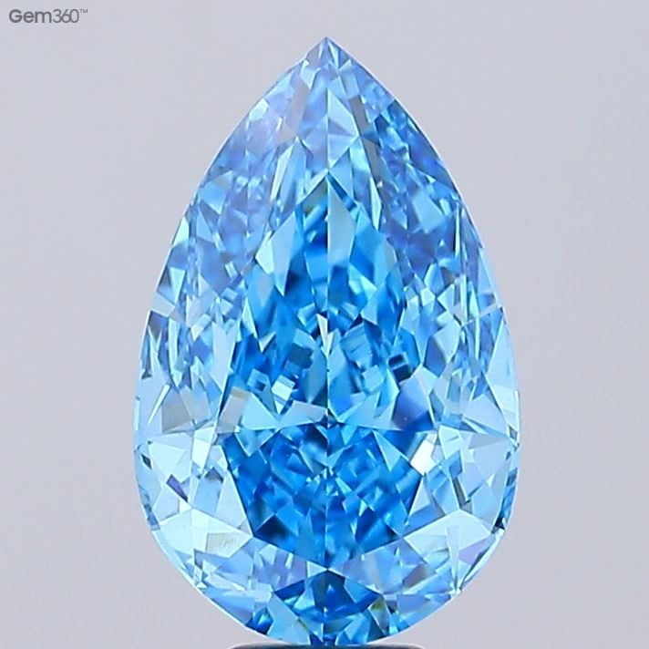 Loose Diamond - PEAR 10.21ct Fancy Vivid Blue VS1: Loose Diamond - PEAR 10.21ct Fancy Vivid Blue VS1 Source: This is a real non-mined Diamond that has been grown in a lab Shape: PEAR Carats: 10.21 Color: Fancy Vivid Blue Certification: IGI Video: