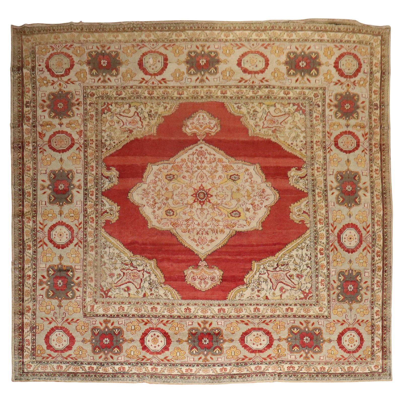 19th Century Antique Turkish Sivas Wool Square Rug 11'4" x 11'8": 19th Century Antique Turkish Sivas Wool Square Rug 11'4" x 11'8" Discover the beauty of this exquisite Antique Turkish Sivas Square Rug, a perfect statement piece for your home. This magnificent rug f