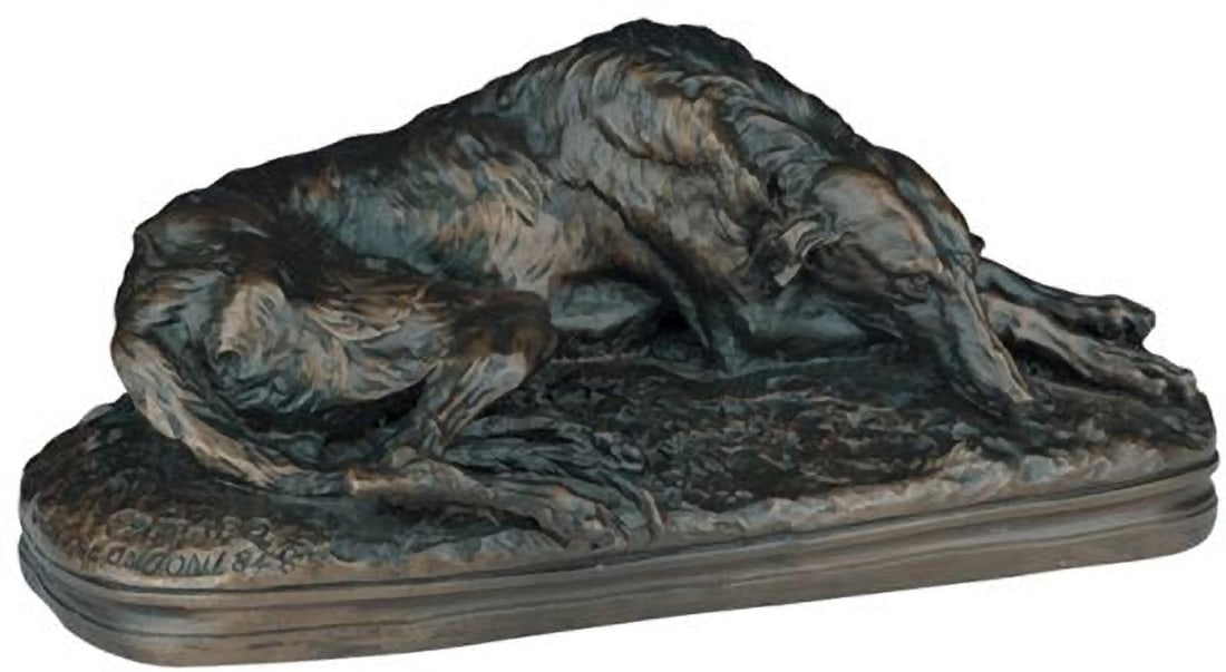 Hand-Painted Lodge Style Borzoi Dog Sculpture: Hand-Painted Lodge Style Borzoi Dog Sculpture This item is made at time of order. Please allow 42 to 70 days for production. This exquisite hand-painted figurine represents the majestic Russian Wolfho