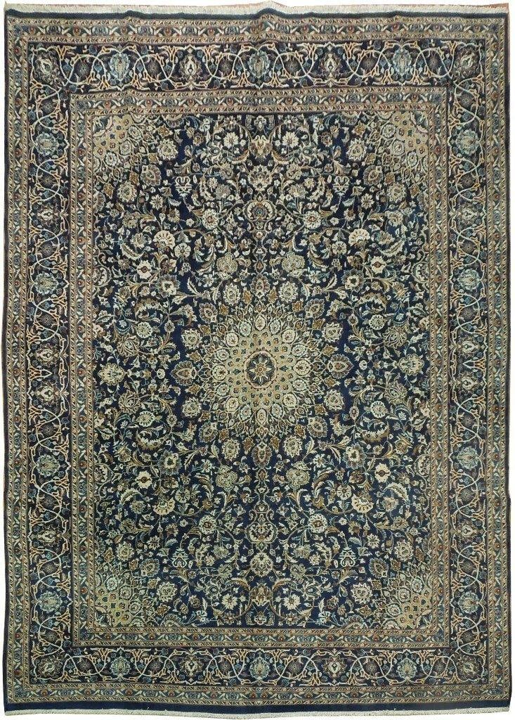 9'4" x 12'9" Blue Persian Kashan Handcrafted Formal Rug: 9'4" x 12'9" Blue Persian Kashan Handcrafted Formal Rug Free continental US Shipping Enhance your living space with this stunning 9.4 x 12.9 Blue Persian Kashan Formal Rug. Handcrafted by skilled Pers