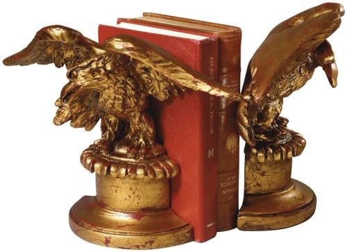 Patriotic Eagle Bookends Lodge Style Hand-Cast Resin 10H 14W 4D (1 of 1)
