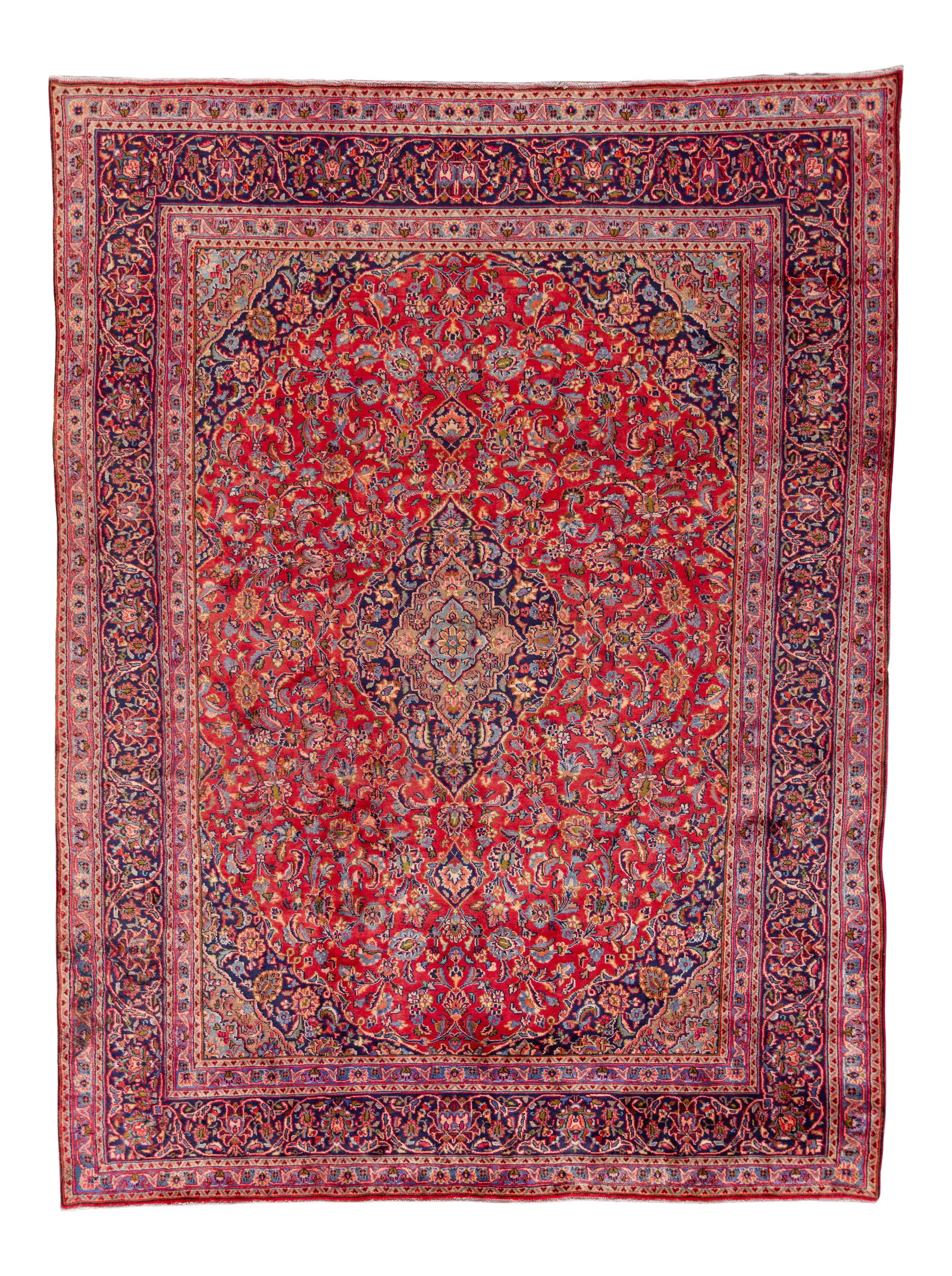 Vintage Persian Heriz Hand-Knotted Wool Rug 9'7 x 12'9 Red Geometric Circa 1950 (1 of 8)