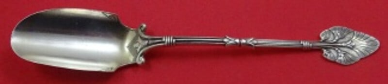 Whiting Lotus Sterling Silver Cheese Scoop 8 3/8 inch Monogrammed Serving Piece: Whiting Lotus Sterling Silver Cheese Scoop 8 3/8 inch Monogrammed Serving Piece This exquisite cheese scoop from the Lotus pattern by Whiting is crafted from high-quality sterling silver. Measuring 8 