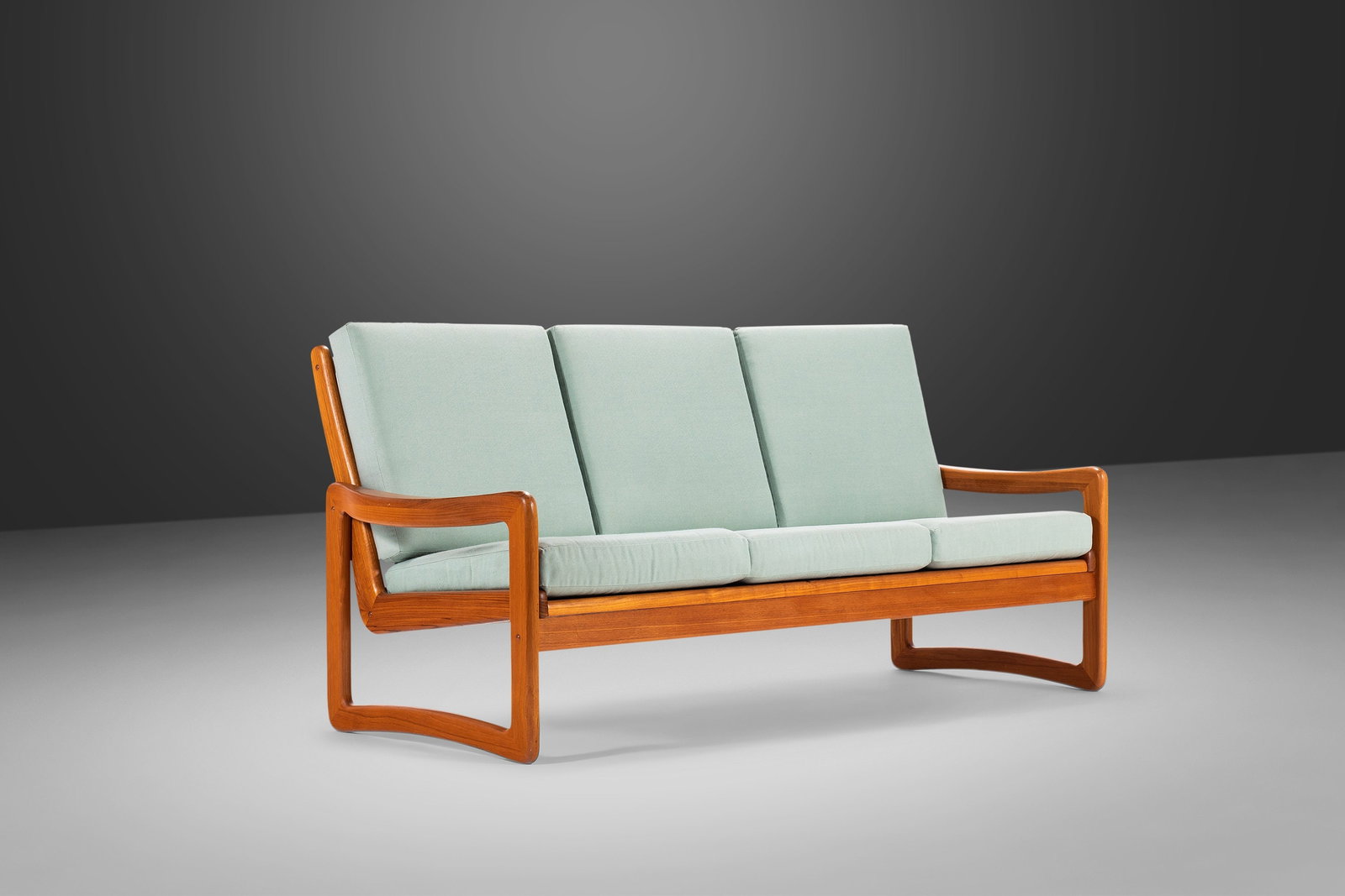 Vintage Solid Teak 3-Seater Sofa by Sun Cabinet 1980s Danish Modern (1 of 10)