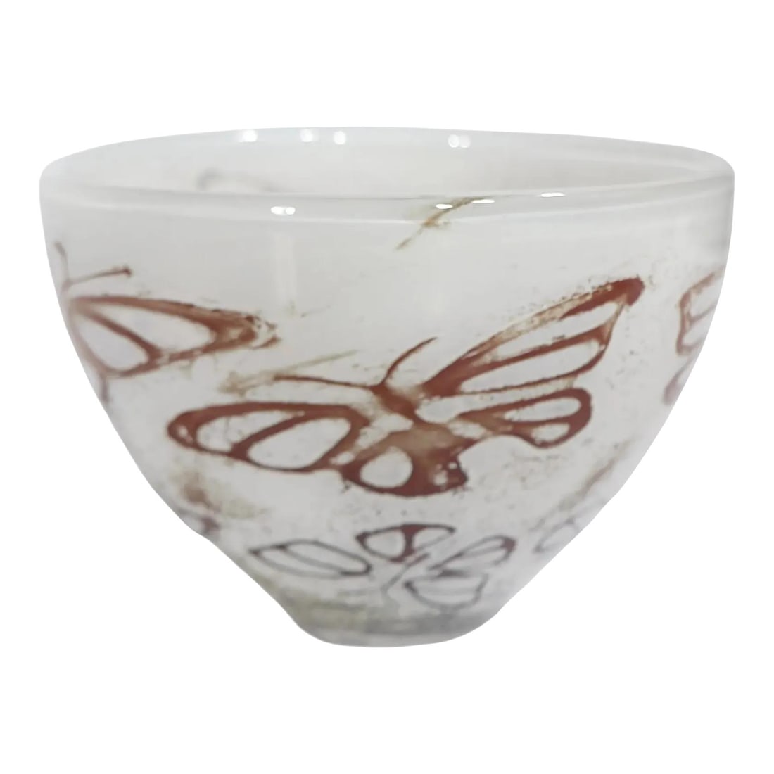 Olle Brozen Kosta Boda Papi Collection Art Glass Bowl with Butterflies: Olle Brozen Kosta Boda Papi Collection Art Glass Bowl with Butterflies This exquisite art glass bowl from the Papi Collection, designed by Olle Brozen for Kosta Boda, showcases a unique blend of Swedi