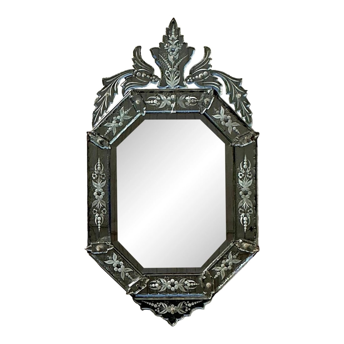Vintage Boho Venetian Glass Mirror with Floral Motifs 21 x 37.25 (1 of 10)