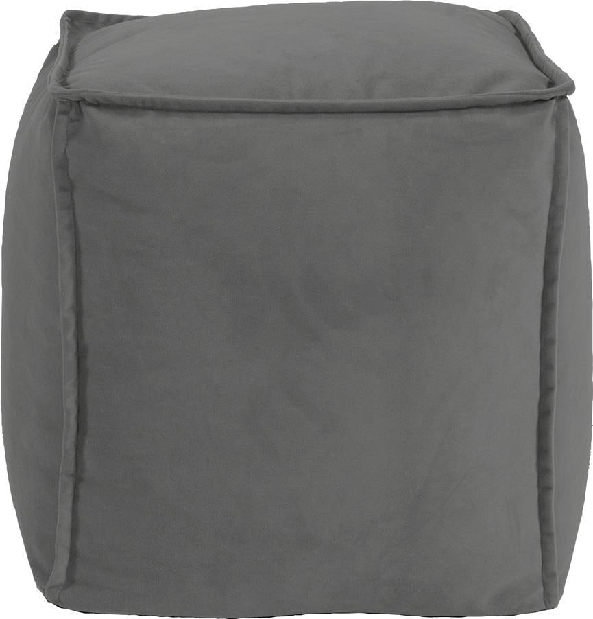 Howard Elliott Bella Gray Square Pouf Ottoman: Howard Elliott Bella Gray Square Pouf Ottoman Enhance your living space with the Bella Plush Gray Pouf Ottoman, a stylish and versatile piece perfect for any room. This square pouf features a hand-fin