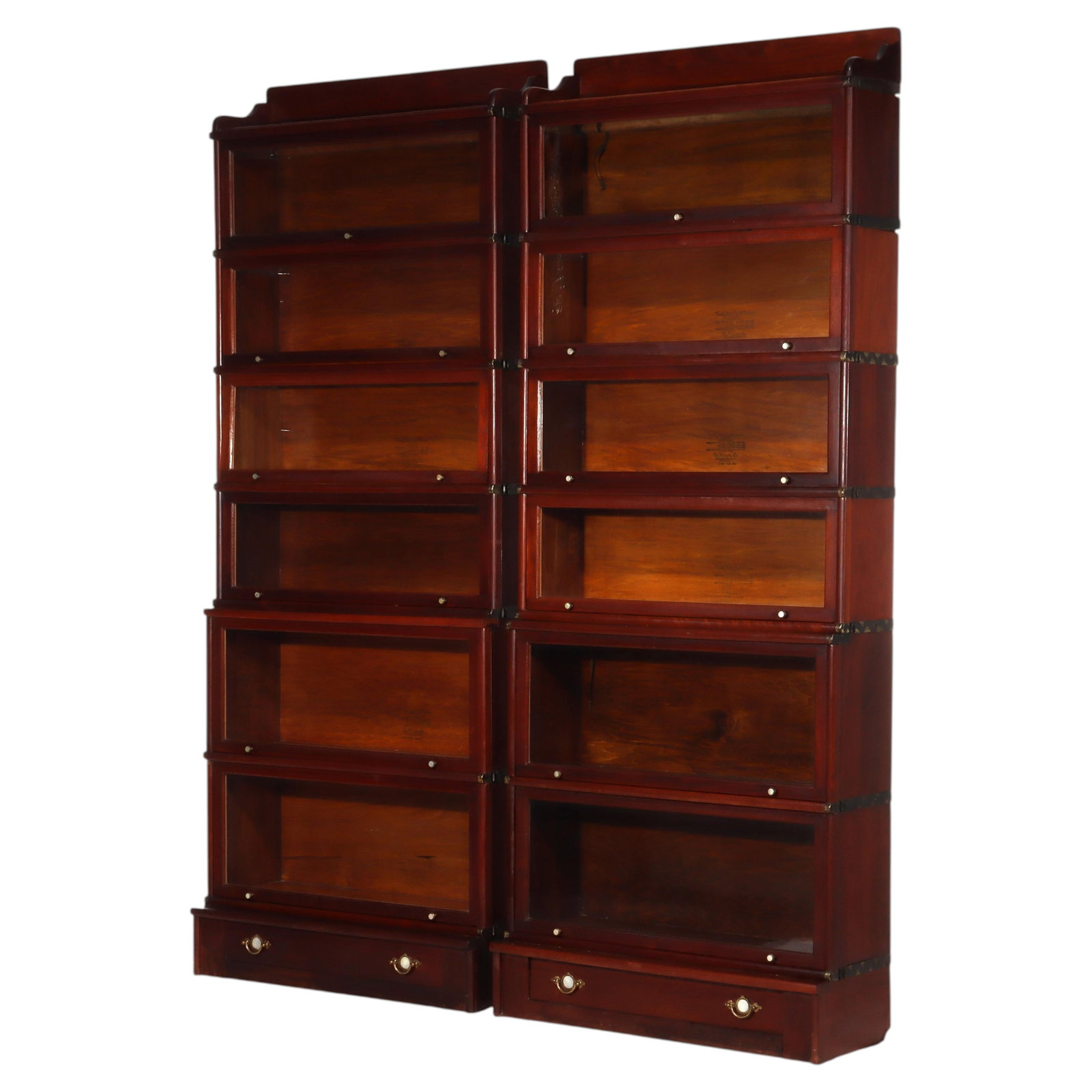 Pair of Mahogany Six-Tier Step-Back Barrister Bookcases circa 1920 (1 of 16)