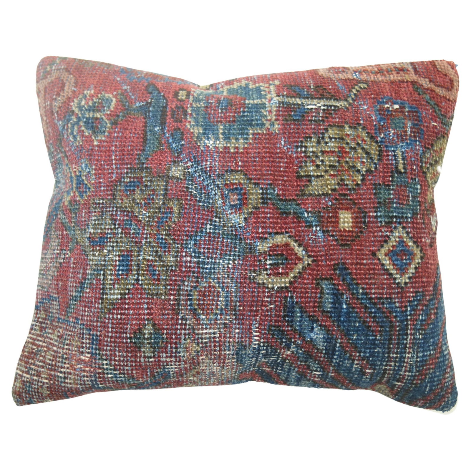 Antique Persian Mahal Pillow Sultanabad Design 13 x 16 Cotton Wool: Antique Persian Mahal Pillow Sultanabad Design 13 x 16 Cotton Wool This exquisite antique Persian Mahal pillow showcases a captivating Sultanabad style, crafted from an authentic Persian Mahal rug. Me