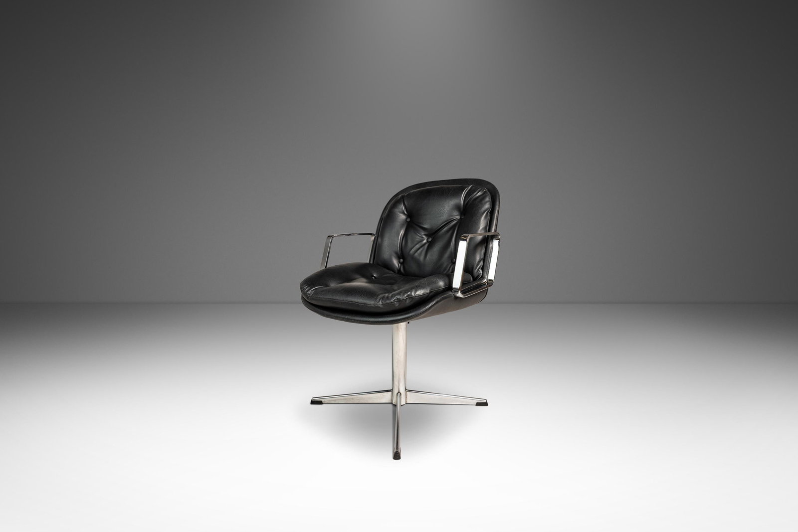 1960s Chrome Vinyl Executive Chair After Charles Pollock (1 of 18)