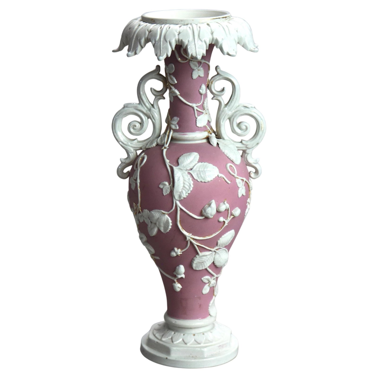 Antique Bennington Bisque Porcelain Vase C1910 Foliate Scroll Design (1 of 6)