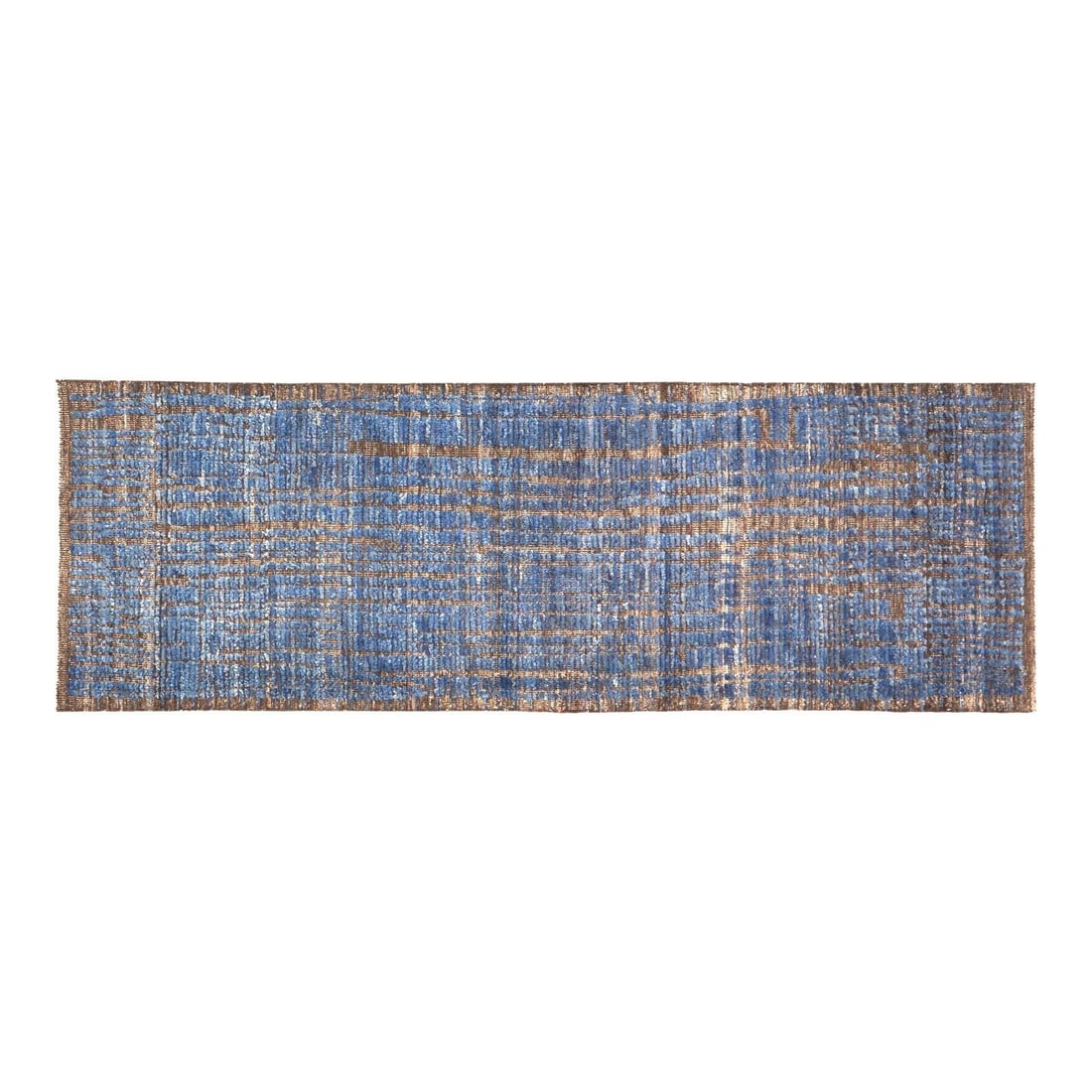Navy Blue Wool Runner Hand Knotted Moroccan Style 2'9" x 8'3": Navy Blue Wool Runner Hand Knotted Moroccan Style 2'9" x 8'3" This Moroccan hand-knotted wool rug showcases traditional craftsmanship combined with contemporary design elements. Made from high-quality